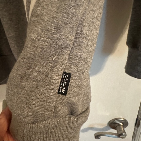 NWOT Adidas Insley crewneck pullover sweatshirt men L gray white - Picture 3 of 7